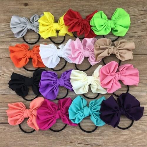 16pcs/lot 4inch Satin Fabric Hair Satin Bows with Black Elastic Hairband Bow Hairband Girls Hairband for Children
