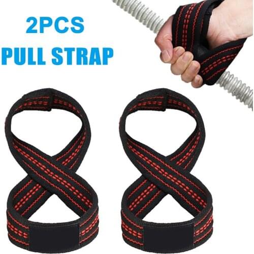 2pcs Figure 8 Weight Lifting Straps Deadlift Wrist Strap Pull-ups Wrist Support Gym Training Belt ASD88