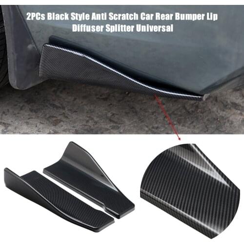 2PCs Universal Carbon Fiber Style Anti Scratch Car Rear Bumper Lip Diffuser Splitter For Tesla Model 3 Bmw E46 E90 Ford Focus 2