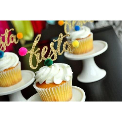 2020 cuostom Personalize pom pom Fiesta Cupcake Toppers Fiesta Decorations Mexico Bachelorette Party Decoration