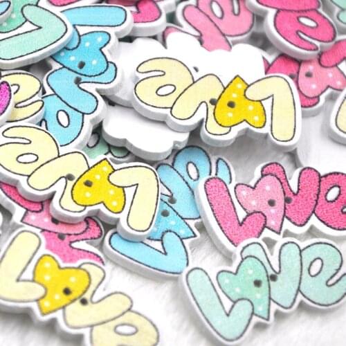 25pcs Mix Love Wood Buttons 34mm Sewing Craft Mix Lots WB295
