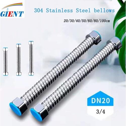 3/4'' 304 Stainless Steel Corrugated Supply Hose Water Heater Connector Plumbing Pipe Hose Tube Extendable Corrugated Pipe