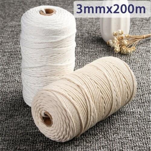 3mm*200m Natural Cotton Yarn DIY Textile Thread Handmade Wall Hanging Tapestry Dream Catcher Decoration