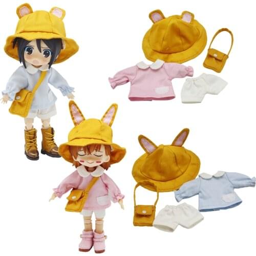 Cute Ob11 Clothes 4pcs（Skirts+Pants+Hat+Bag）1/12 BJD Doll Toy Clothing Accessories