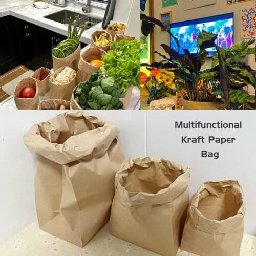 70G Oil film 50pcs kraft paper bag storage bag flower vase gift bags packaging kitchen biscuit candy food cookie Fruit bread