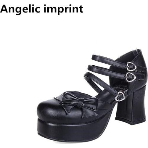Angelic imprint handmade woman mori girl lolita cosplay shoes lady high heels pumps women princess dress party shoes 7.5cm 33-47