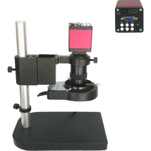 13MP HDMI VGA Digital Microscopio Electronic Microscope Camera LED Lamp Magnifier Adjustable PCB Soldering 130X Lens Zoom Stand