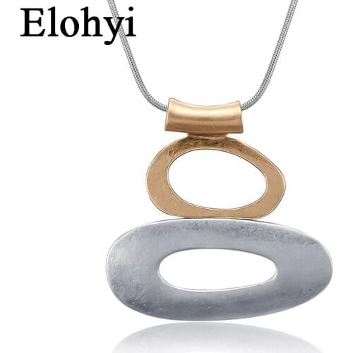 ELOHYI Long Matt Necklace for Women Vintage Statement Geometric Pendants Women Fashion Jewelry Collares Mujer Kolye Jewelry