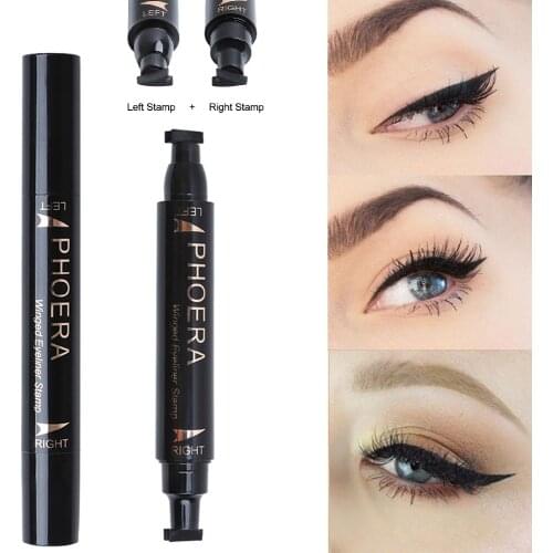 PHOERA Double End Seal Eyes Liner Black Liquid Make Up Pencil Waterproof Black Double-ended Makeup Stamps Eyeliner Pencil TSLM1