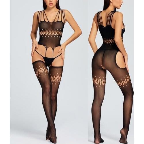 Porn Sexy Underwear Fishnet Bodysuit Women Sexy Lingerie Body Stocking Female Crotchless Lenceria Teddy Erotic Costumes Lingerie
