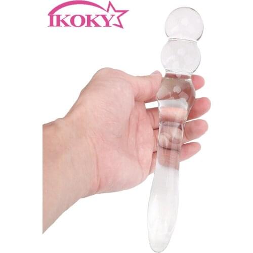 IKOKY Glass Beads Anal Butt Plug Stimulation Anus Backyard Stopper Dildo Adult Products Erotic Sex Toys for Men Women
