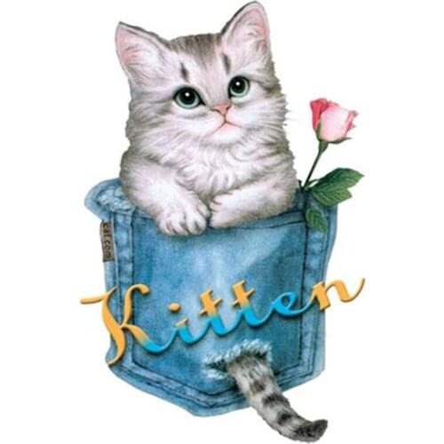 Pocket Rose Cat Patches For Clothing Biker Badge Heat Transfer Printing Strange Things Patch Diy Clothes Stickers Christmas Gift