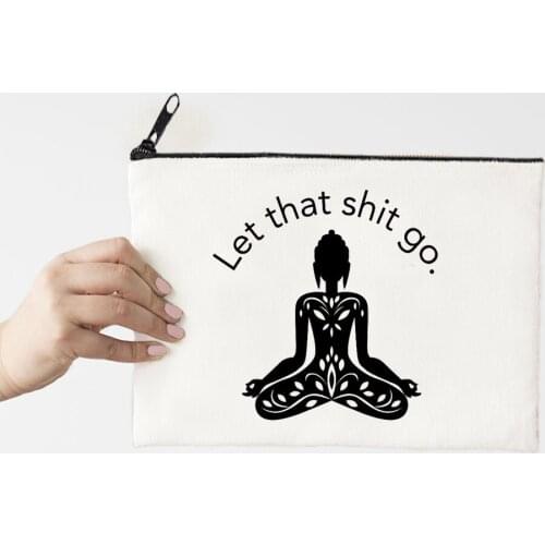 Yoga Makeup Bag Letter Flower Print Cosmetic Bags Make Up Bags Toiletries Organizer Pouch Zipper Fashion Makeup Box