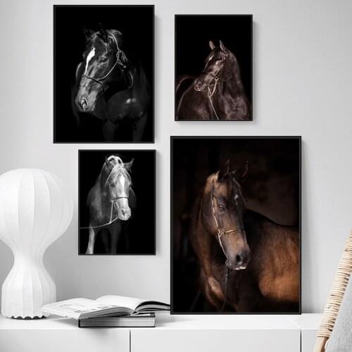 Beautiful Horses Canvas Poster Black Animal Wall Art Prints Painting Picture Modern Living Room Home Decoration Free Shipping
