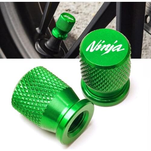 NINJA Motorcycle Tire Valve Air Port Stem Cover Cap Plug CNC Aluminum Accessories for Kawasaki Ninja 250 300 400 650 2010-2019