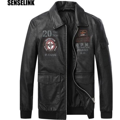 Mens Leather Korean Jacket Bomber Male MA1 Pilot Jacket 2020 Autumn Winter Warm Denim Brand Casual Clothing Slim Oversize 4XL