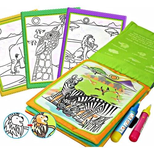 Montessori Coloring Book Doodle & Magic Water Pen Painting Drawing Board For Kids Toys Magic Water Drawing Book Birthday Gift