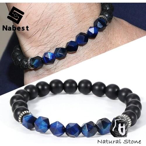 Men Women Natural Stone Labradorite Onyx Bracelet Faces Tiger Eye Lapis Lazul Lava Beads Bangle Wrist Chain Hot Sale Jewelry
