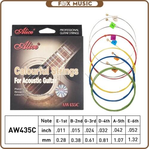 NEW Alice Colorful Acoustic Guitar Strings AW435C Coated Steel Strings Guitar Accessories
