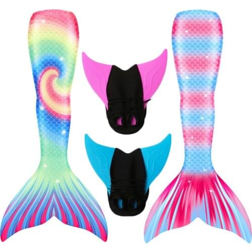 NEW Rainbow Mermaid Tails With Monofin Swimsuit for Girls Women Adult Kids Bathing Suit Swimmable Cosplay Mermaid Costume Fin