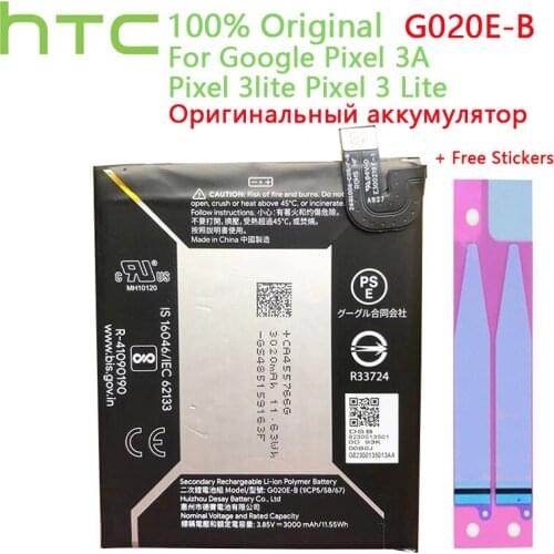 Original HTC G020E-B Battery For Google Pixel 3A Pixel 3lite Pixel 3 Lite Authenic Rechargeable Battery GO2OE-B 3000mAh+ Tools