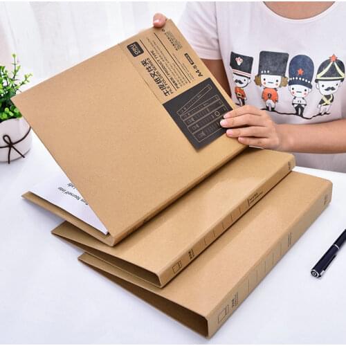 Classic Kraft Paper File Folder 2 Ring Binder A4 Paper Sleeves Document Organizer Transparent Sheet Protector Binder Folder