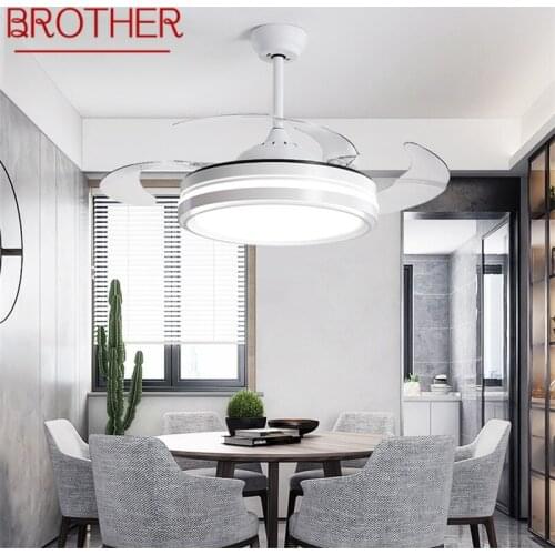 BROTHER Ceiling Fan With Lights Remote Control 3 Colors LED Decorative For Home Living Room Dining Room Bedroom Restaurant