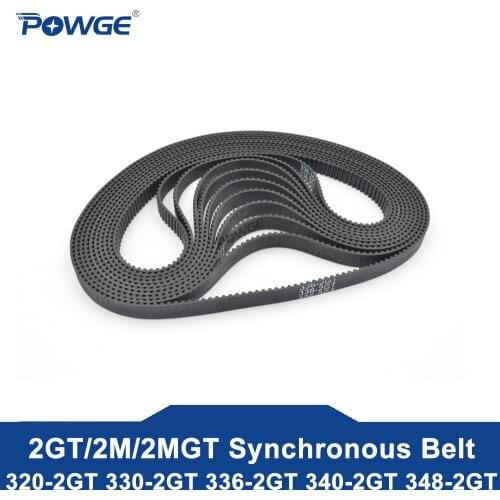 POWGE 2MGT G2M 2GT Synchronous Timing belt Pitch length 320/328/330/332/334/336/340/342/346/348 width 6/9mm Rubber closed loop