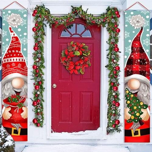 Christmas Porch Sign Door Banner Santa Claus Hanging Merry Christmas Pendant Noel 2021 Christmas Decoration For Home New Year