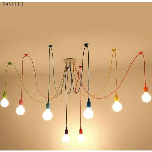 4/6/8/10/12 Heads Modern Colorful Pendant Lights Dining Room Living Room Art Spider Ceiling Indoor Decoration Lamp