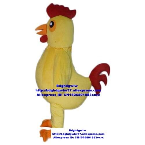 Yellow Chicken Chook Cock Rooster Hen Chick Mascot Costume Adult Cartoon Character Graduation Party Circularize Flyer zx202