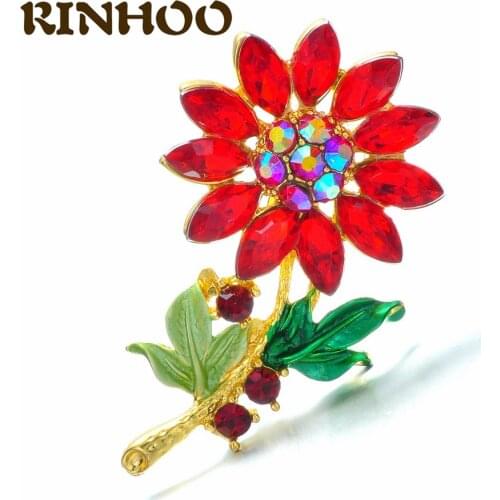 6 Colors Style Rhinestone Flower Brooch Pins Exquisite Crystal Brooch for Women Fashion Plant Jewelry Gift Female Accessories
