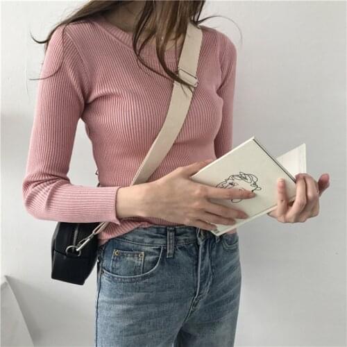 Gkfnmt Korean Knitted Sweater Pullovers Female Simple Fashion Women Sweaters Autumn Pull Jumper Top Sueter Mujer Winter Tops