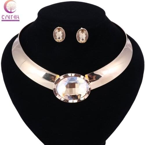 Punk Women Choker 2017 Big Crystal Chokers Necklaces Silver Color Metal Torques Collar Maxi Necklace Statement Jewelry