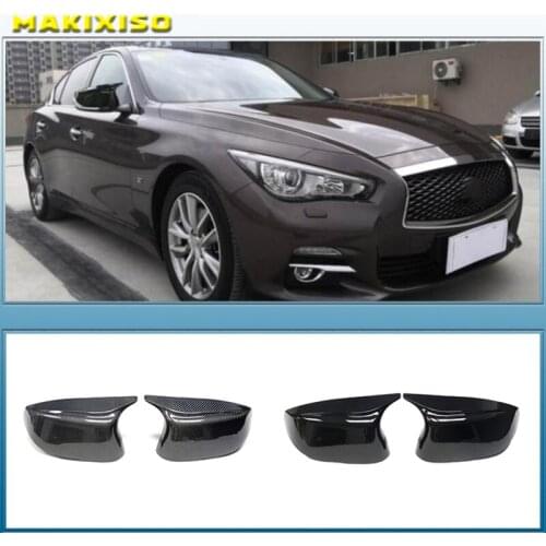 1 Pair Glossy Bright Black Mirror Covers Left Right Side Rearview Mirror Cap Shell For Infiniti Q50 Q60 SQ50 XQ30 2014-2020