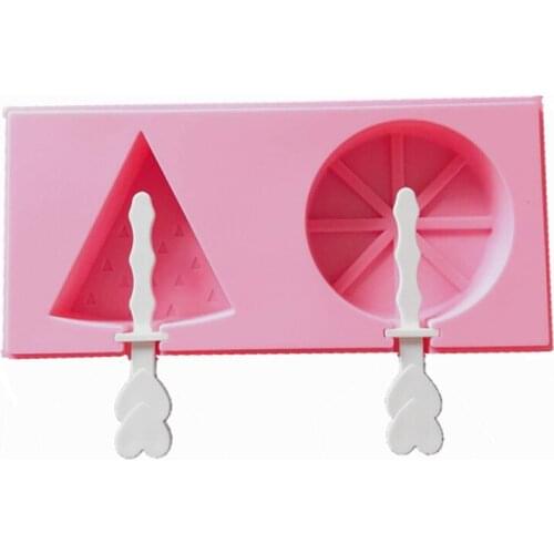 1Pcs Reusable DIY Ice Cream Mold Cartoon Pattern with Cover Mini Popsicle Mould Kitchen Supplies Food Grade Silicone Pink