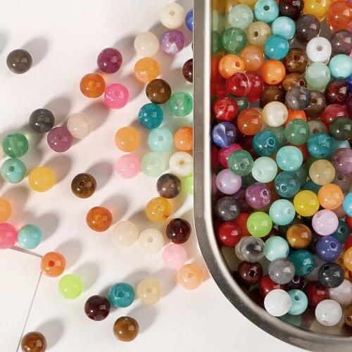 100pcs 6mm Plastic Acrylic Round Pearl Spacer Loose Beads Fit DIY Jewelry Making Necklace Bracelet Earrings Accessories