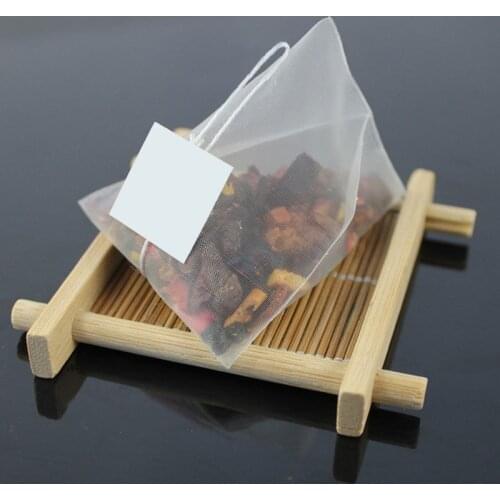 1000pcs/lot Pyramid Nylon Empty Tea Bags Filters String with TEA Tag Transparent Teabag Customized logo