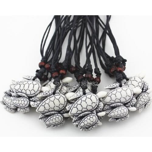 Lot 12pcs Hand Carved Hawaiian Surfing Sea Turtles Mother and Child Pendants Lucky Necklace Gift MN383