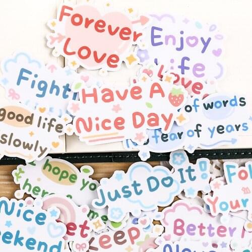 20PCS Hand account cartoon text stickers hand account cute DIY album ins translucent decoration materials waterproof