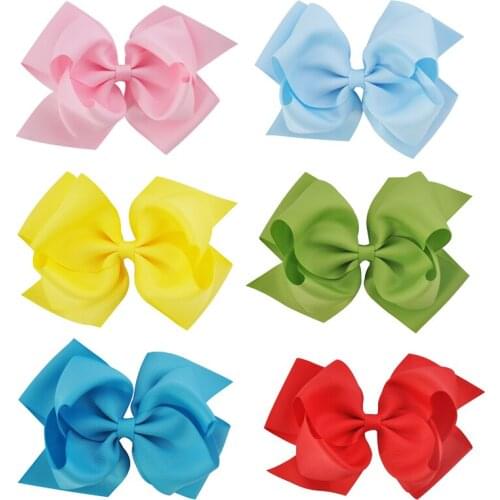 30 Colors 6 Inch Kids Girls Solid Color Ribbon Hair Bow Two Layers Bow Knot Hairpins Barrette Boutique Hairclip Hair Accessories