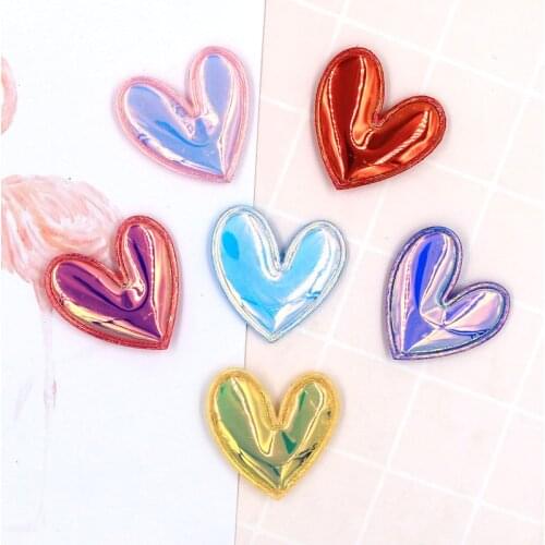 30pcs/lot 4.4cm Multi color Pu Heart Padded Appliques for DIY Accessories Craft Handmade Decoration