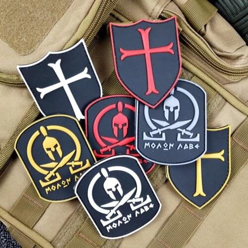 PVC 3D Patches Temple Crusader Spartan Warrior Tactical Medal Luminous Velcro Medal Badge Army Military Stickers for Backpack