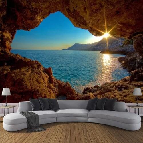 3D Wall Painting Cave Sunrise Seascape Modern Art Landscape Photography Mural For Living Room Bedroom Restaurant Photo Wallpaper