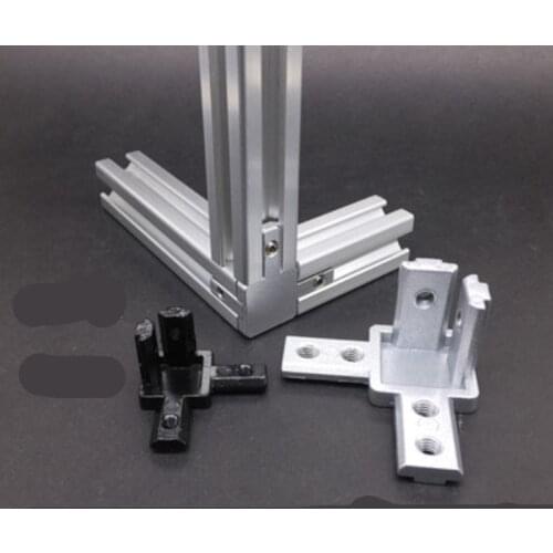 4pcs/lot black or sliver 3-Way End Corner Bracket Connector for T slot Aluminum Extrusion Profile 2020/3030/4040 with screws