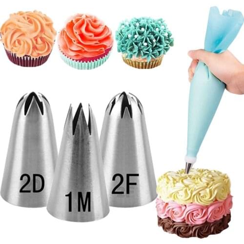 4Pcs Cream Cake Icing Piping set Silicone Pastry Bag Russian Nozzles Stainless Steel DIY Fondant Cake Decorating Tools 1M 2D 2F