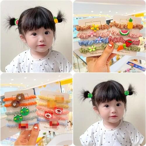 5/8/10 Pcs/Set Children Cute Cartoon Flower Scrunchies Rubber Bands Girls Lovely Soft Elastic Hair Bands Kids Hair Accessories