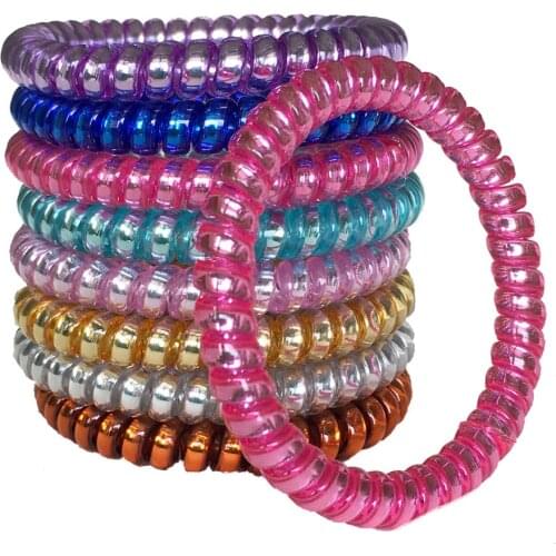 6pcs/lot Girls Hair Ring Spiral Elastic Ponytail Holder for Women Headdress Hairbands Coil Hair Ties Rubber Hair Bands