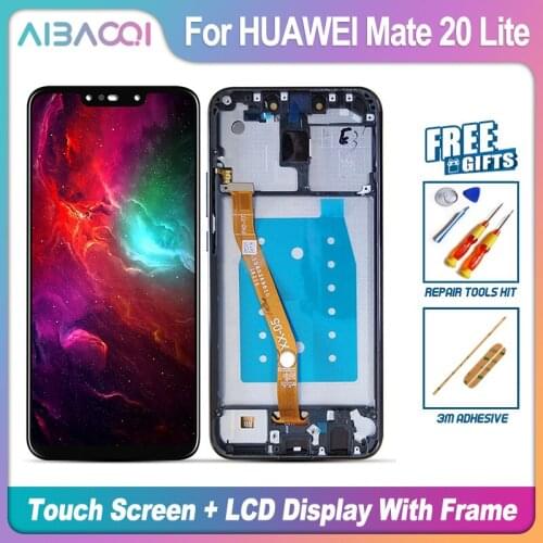 AiBaoQi Brand New Touch Screen LCD Display+Frame+Power Cable Assembly Replacement For HUAWEI Mate 20 Lite STK-LX1