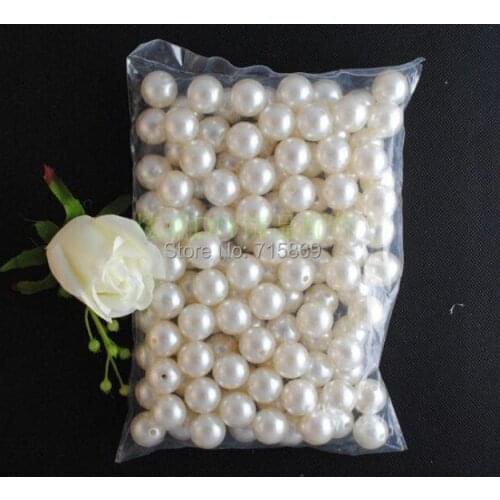 Free Shipping 130pcs 20mm Cream White Round Faux Glass Pearl Loose Beads